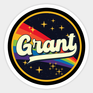 Grant // Rainbow In Space Vintage Style Sticker